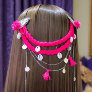Royal Plum Tassel Hair Chain with Golden Charms 👑✨