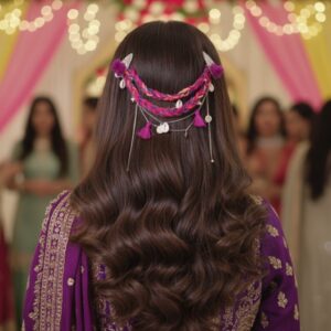 Step into wedding season with our Desi Glam Braided Shell Hair Accessory — a beautiful blend of tradition and trend. Handcrafted with colorful threads, dainty shells, and metallic charms, this piece adds a boho-chic touch to your festive hairstyle. Perfect for mehndi, mayun, or dholki events, it celebrates desi elegance with a modern flair. ✨ Features: Handmade with premium threads, tassels & shells Lightweight and comfortable to wear Adds a festive, ethnic charm to your look Perfect for mehndi brides, bridesmaids, and wedding guests 🎀 Ideal for: Mehndi, Dholki, Mayun, Eid, or festive get-togethers.