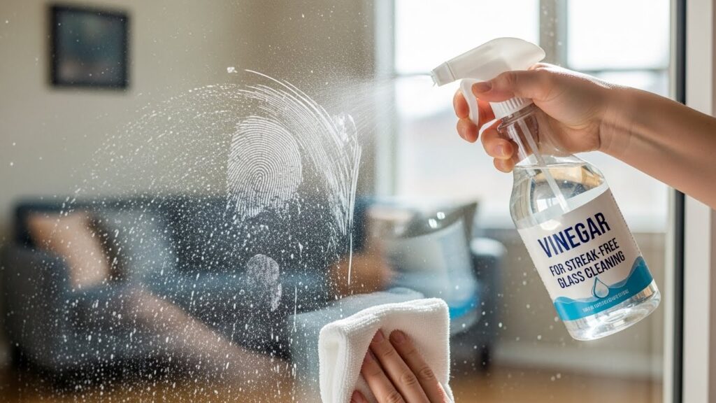Vinegar is an excellent natural cleaner for mirrors and windows. Mix equal parts white vinegar and water, spray it on the glass, and wipe with a microfiber cloth to instantly remove streaks and smudges.