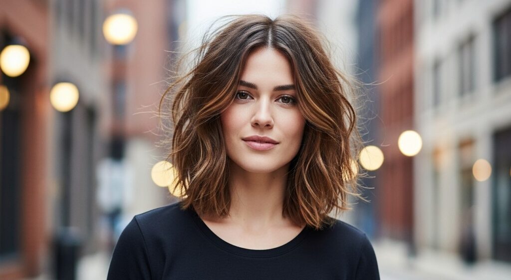 Textured choppy bob hairstyle