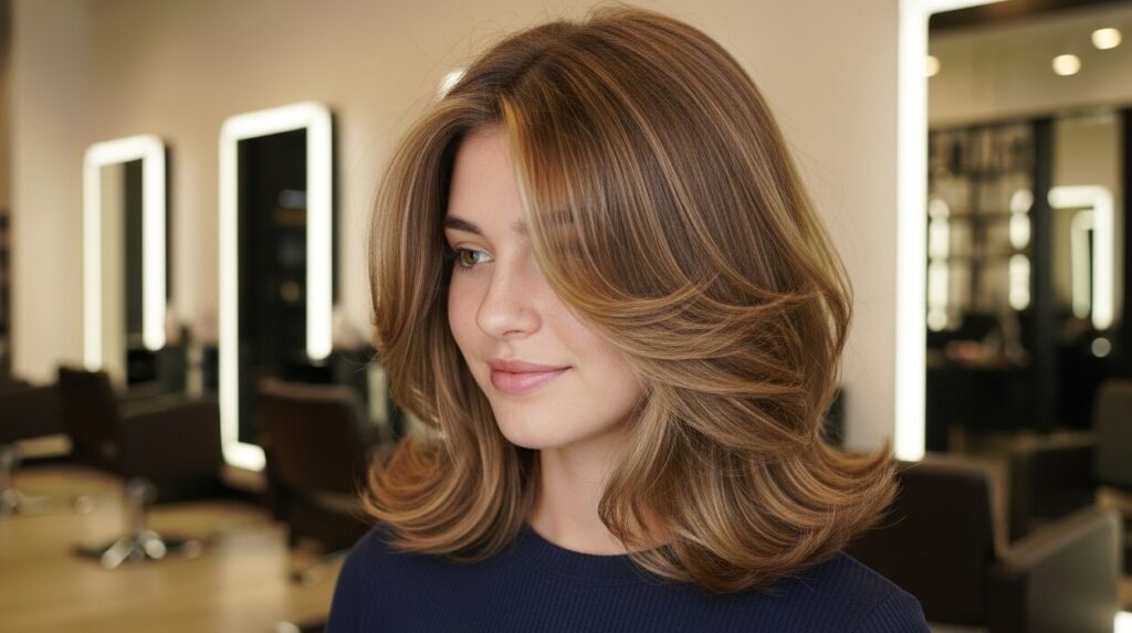 Layered bob hairstyle with volume