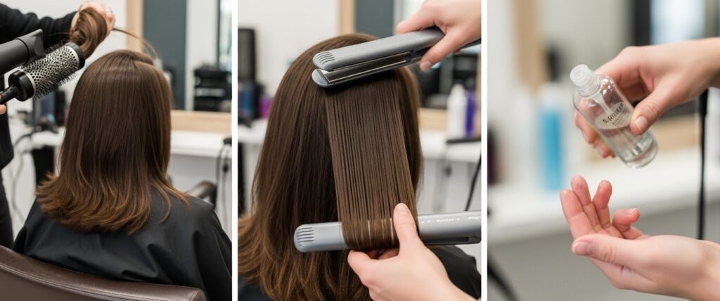 Styling a Column Cut using a blow dryer and flat iron for a sleek look