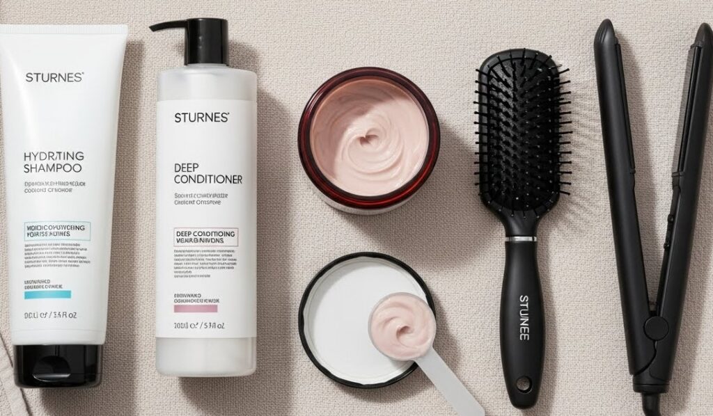 Hair care products used to maintain a sleek Column Cut hairstyle