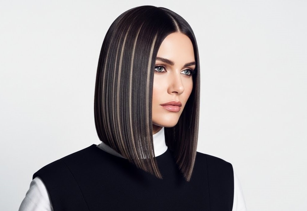 Sleek Column Cut hairstyle with smooth vertical lines and a modern polished finish