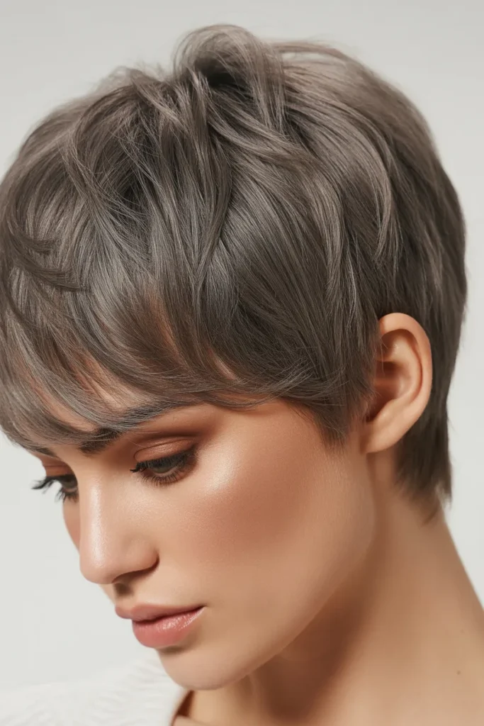 Ash Brown Textured Pixie