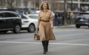 Belted-Shirtdress-with-Knee-High-Boots