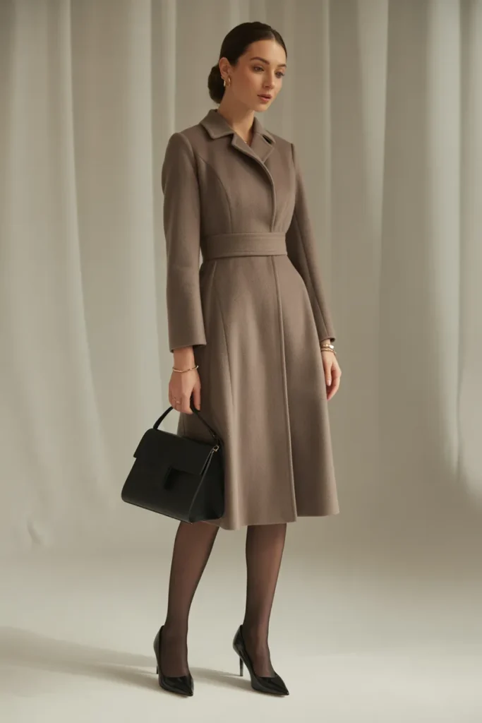 Belted Wool Coat Dress
