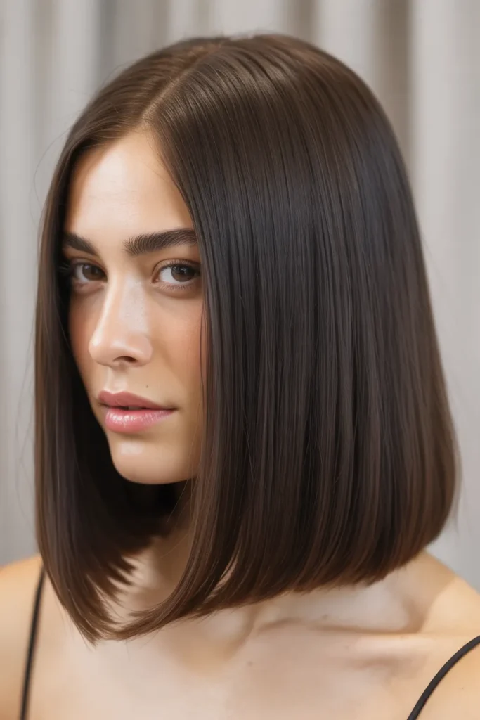 Blunt Lob with Middle Part