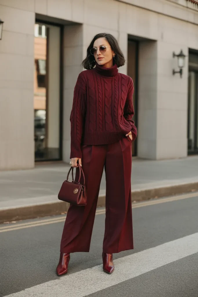 Burgundy Monochrome Outfit for Fall