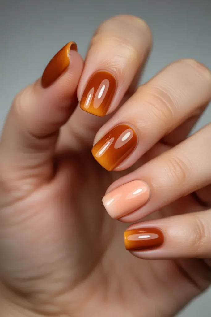 Burnt Orange Ombre Fall Nails