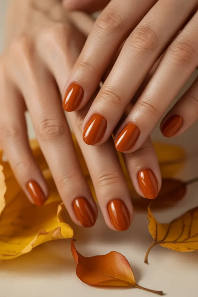 Best Fall Nail Colors 2026” Burnt Orange Sunset