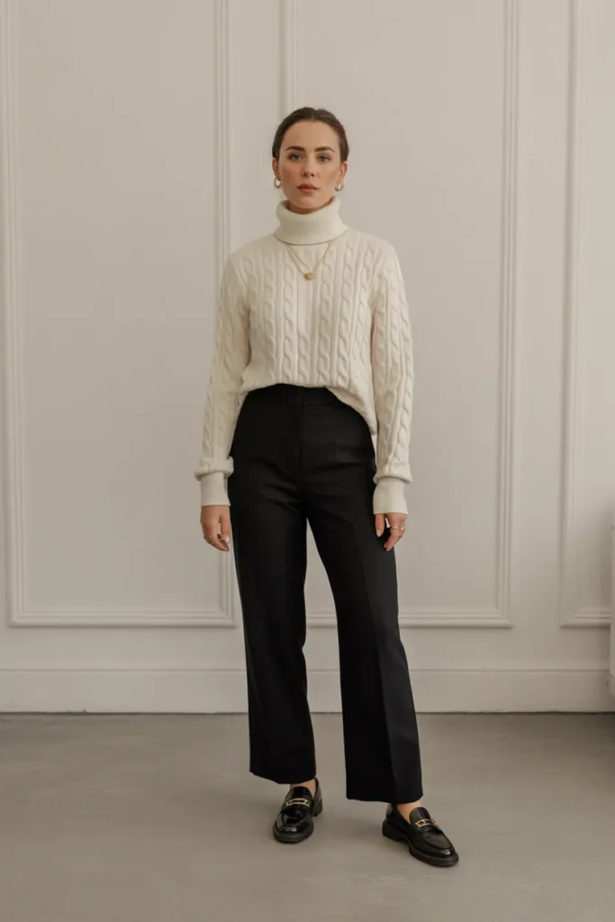 Cable Knit Turtleneck Outfit