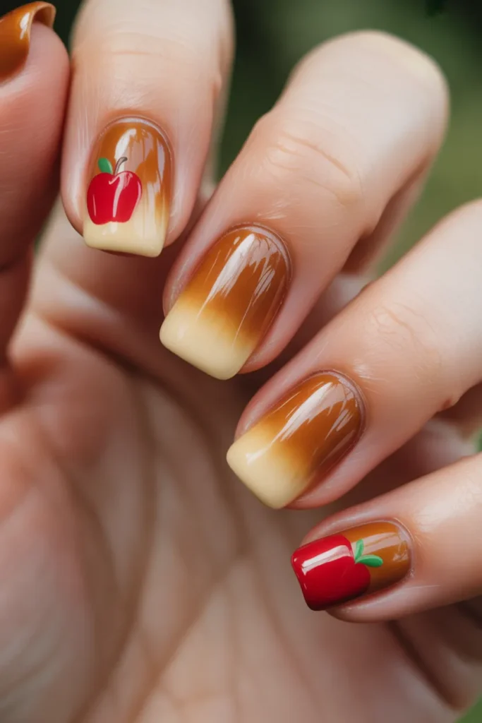 Caramel Apple Inspired Nails