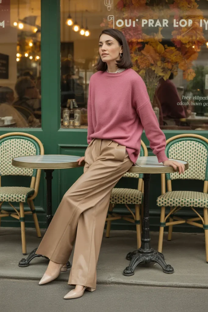 Cashmere Sweater with Tailored Trousers