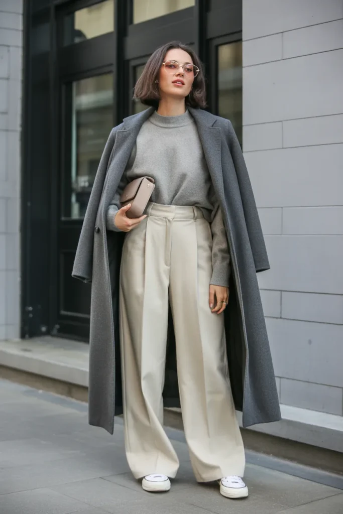 Cashmere Sweater with Wide-Leg Trousers