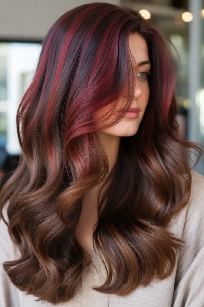 Chocolate Cherry Balayage Layers