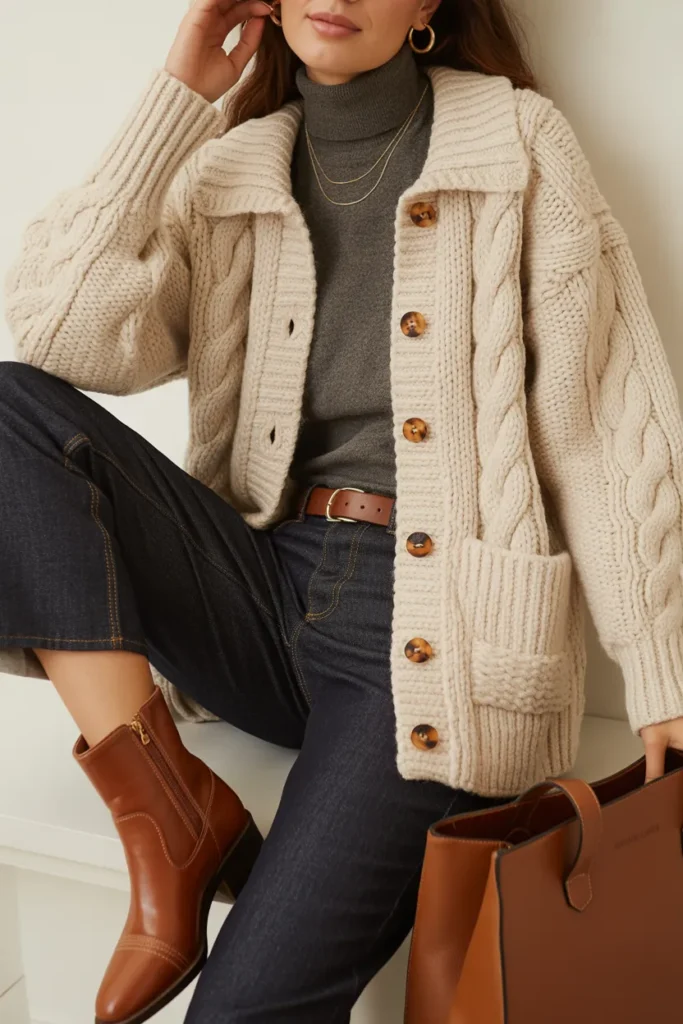 Chunky Knit Cardigan Layer