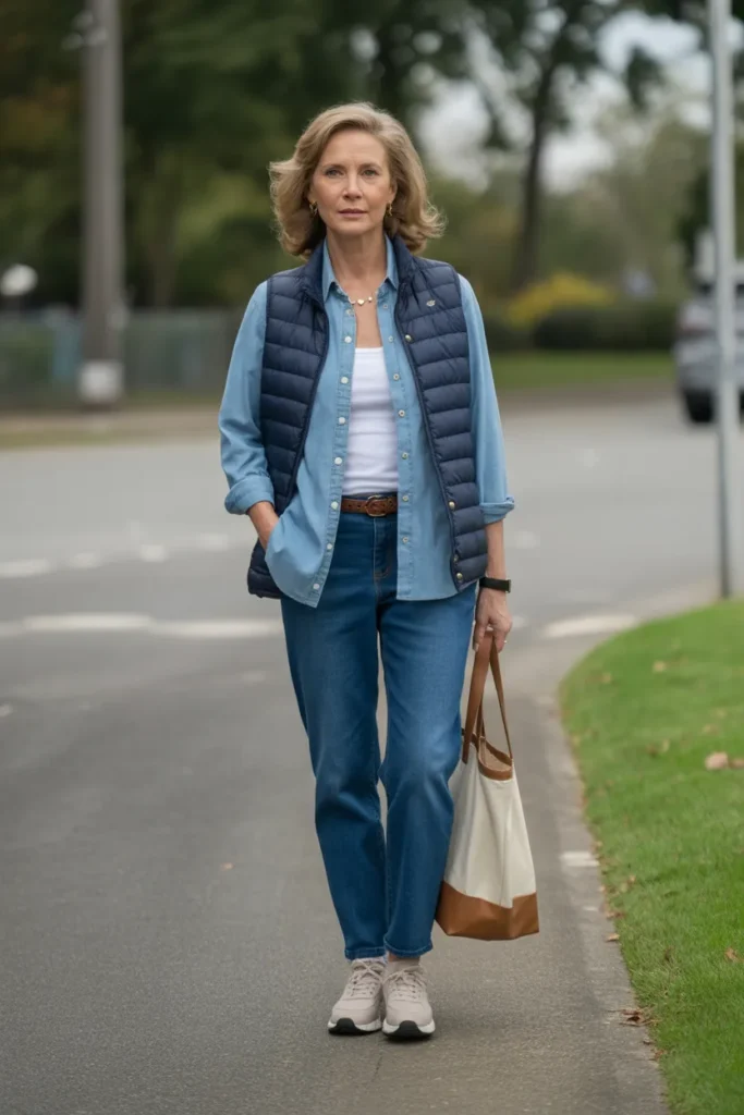 Classic Jeans with Chambray Shirt Layering