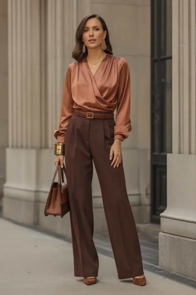 Copper Satin Blouse Sophistication