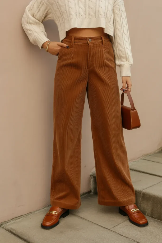 Corduroy Pants With Cropped Sweater