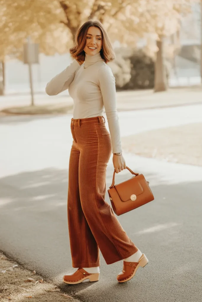  Corduroy Pants with Fitted Turtleneck