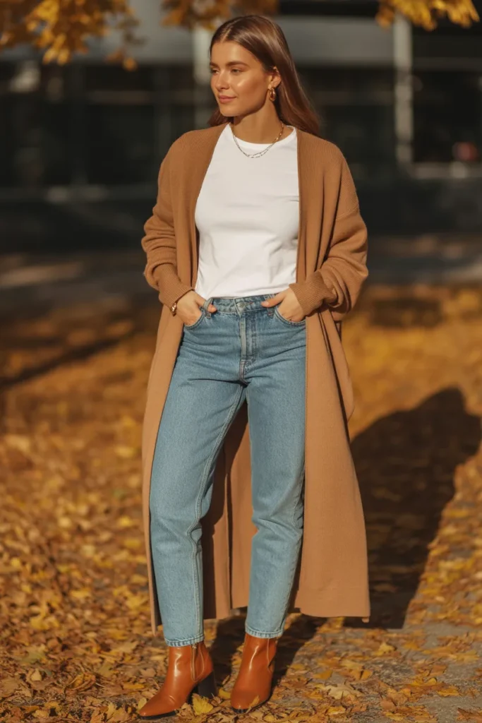 Cozy Cardigan Layered Over Basic Tee