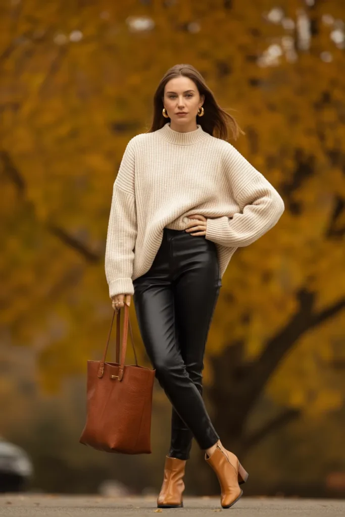 Cozy Oversized Knit Sweater With Tailored Trousers