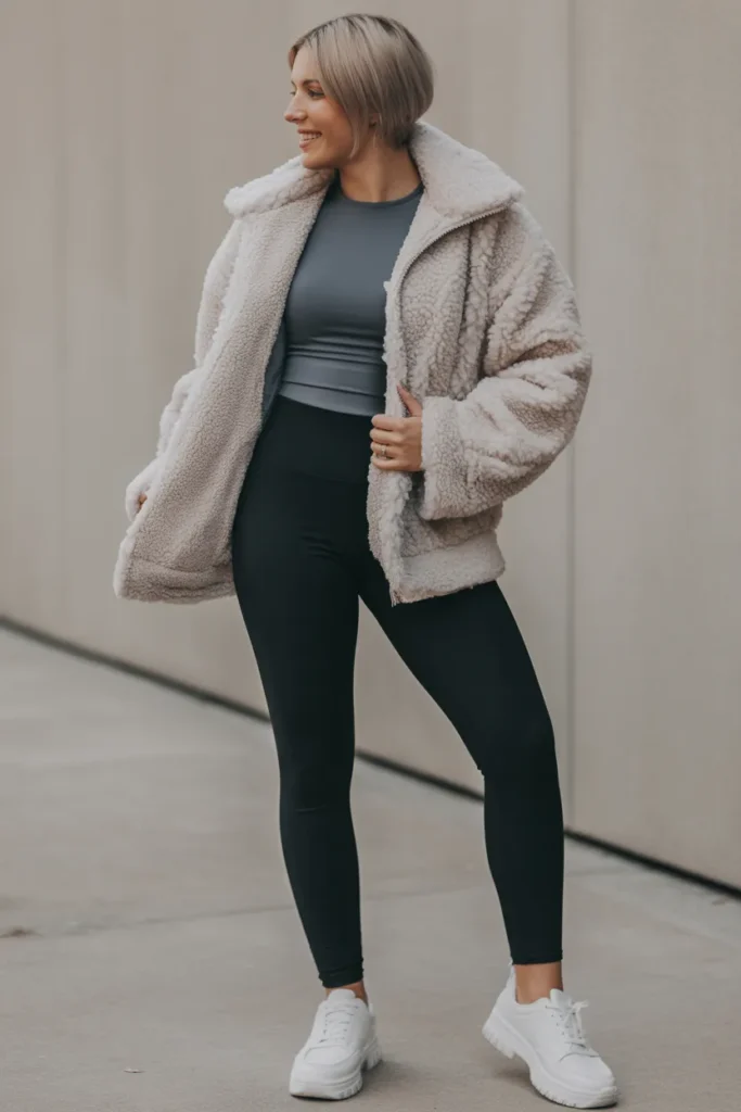 Cozy Sherpa Jacket with Leggings