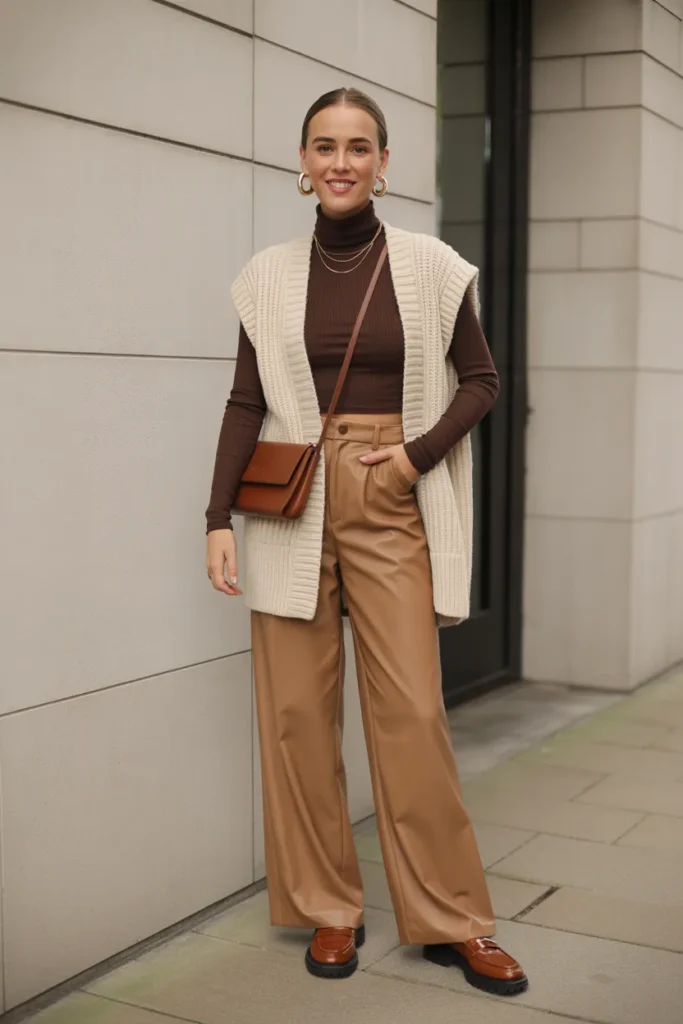 Cream Knit Vest Layered Look