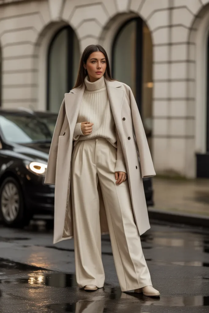 Cream Monochrome Layered Look