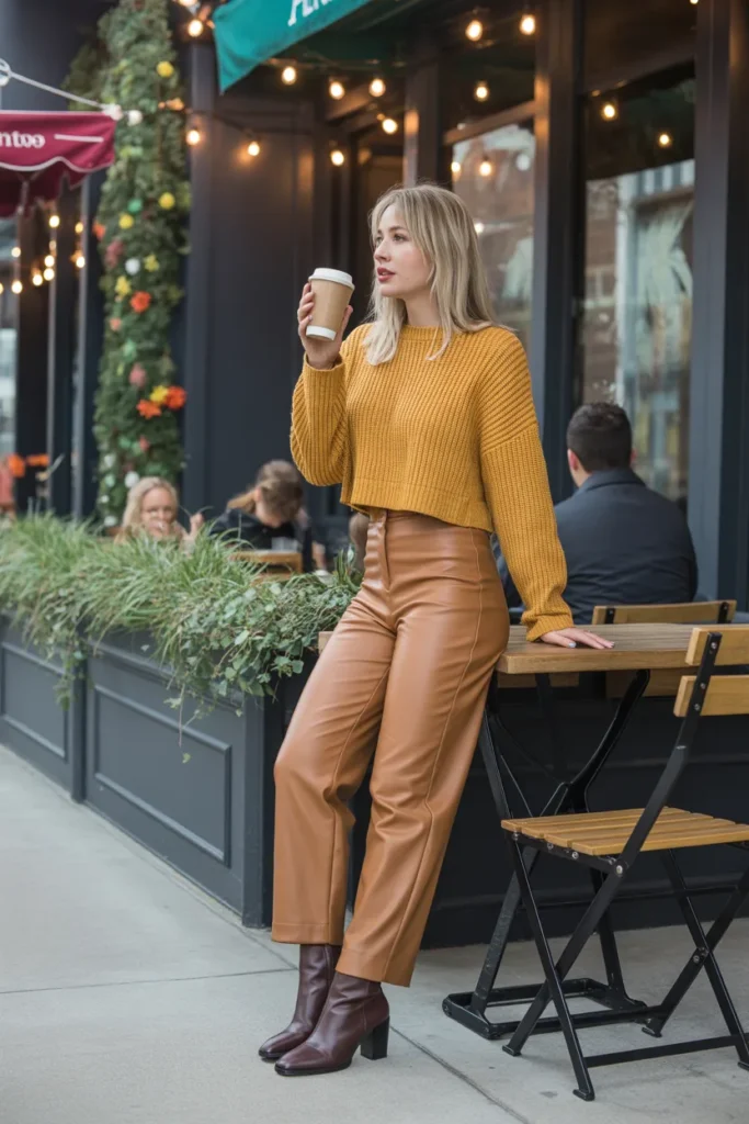 Cropped Sweater with High-Waist Pants