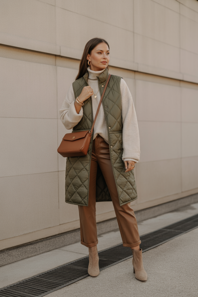 Earth-Toned Layered Vest Outfit