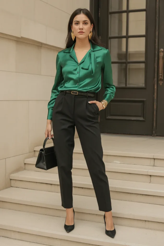 Emerald Green Blouse Combination