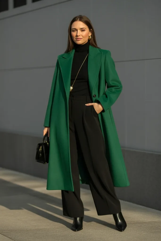 . Emerald Green Coat Statement