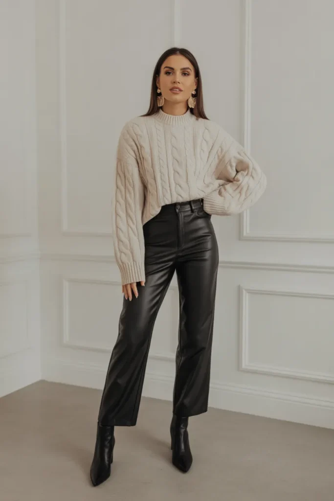 Faux Leather Pants with Cozy Knits