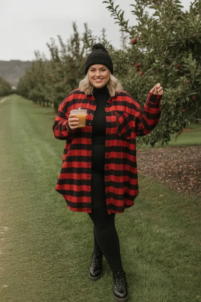 Flannel Shirtdress with Leggings