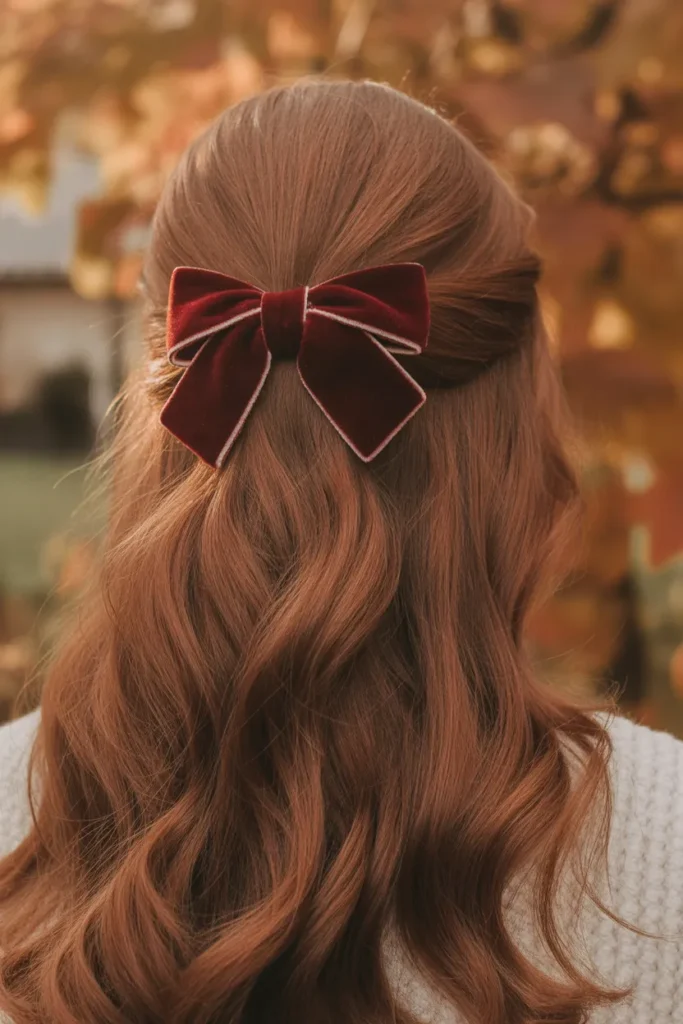 Half-Up Half-Down with Velvet Bow