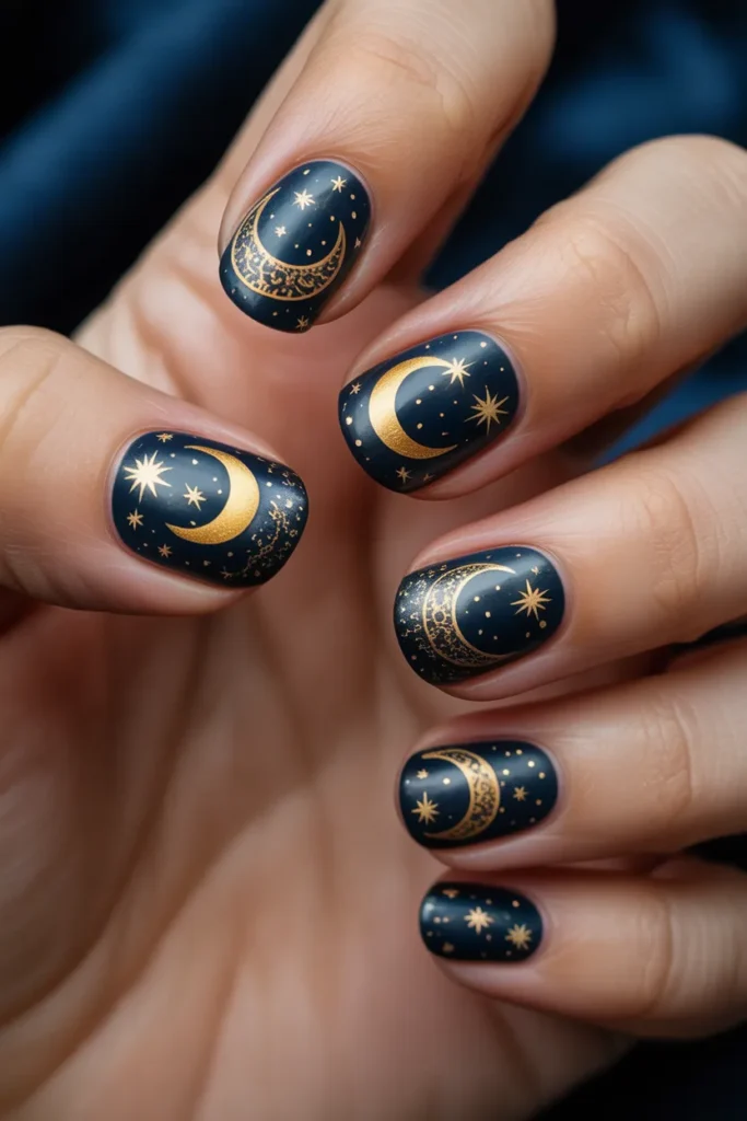 Harvest Moon Celestial Nails