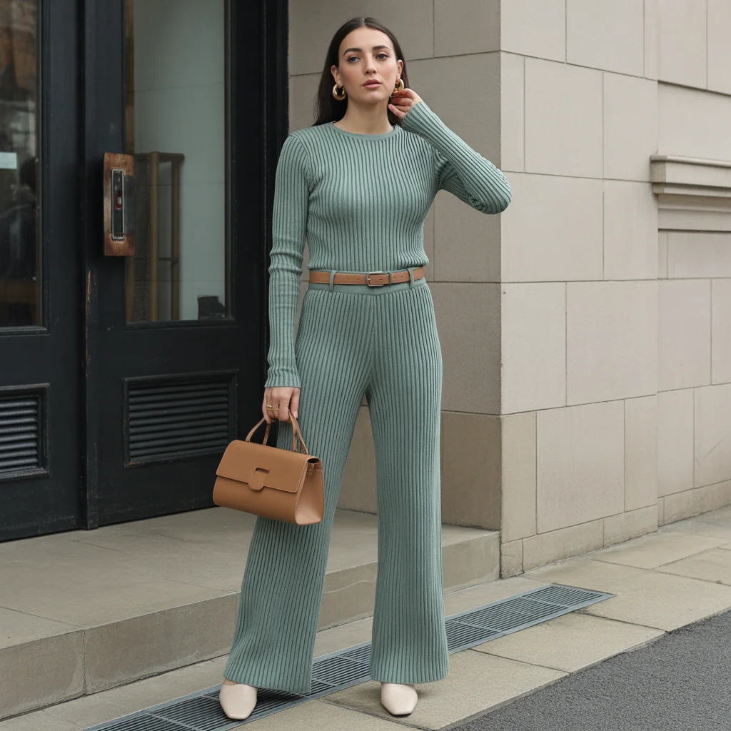 Knit Co-ord Set with Structured Accessories