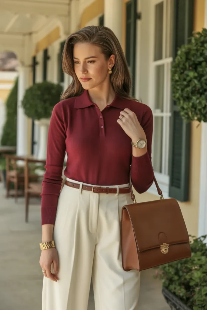 Knit Polo with Tailored Trousers