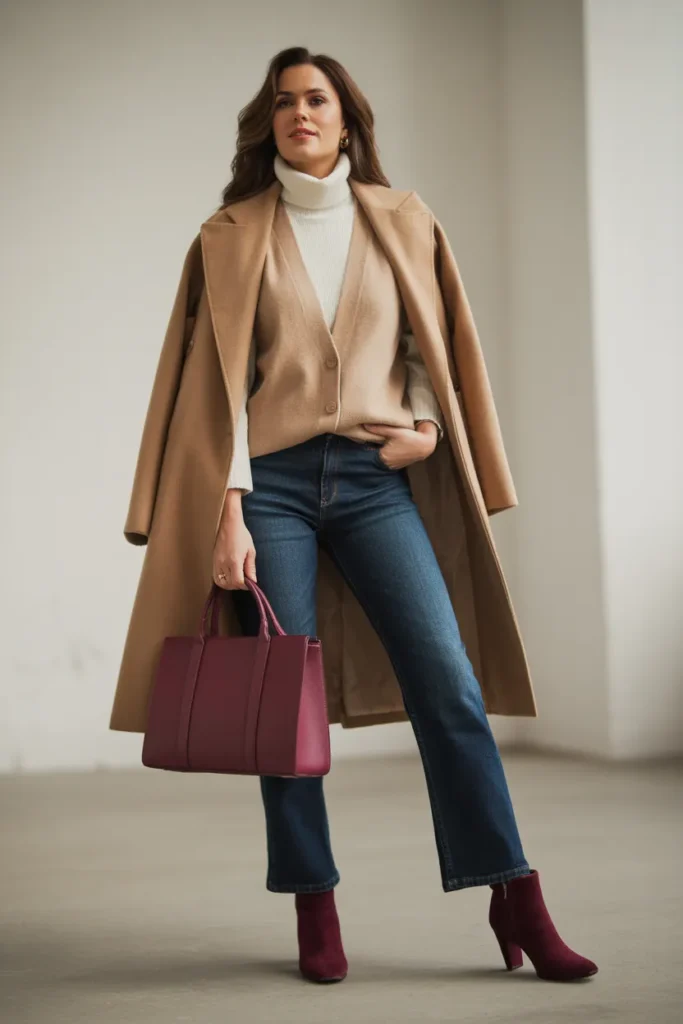  Layered Neutrals with Statement Accessories