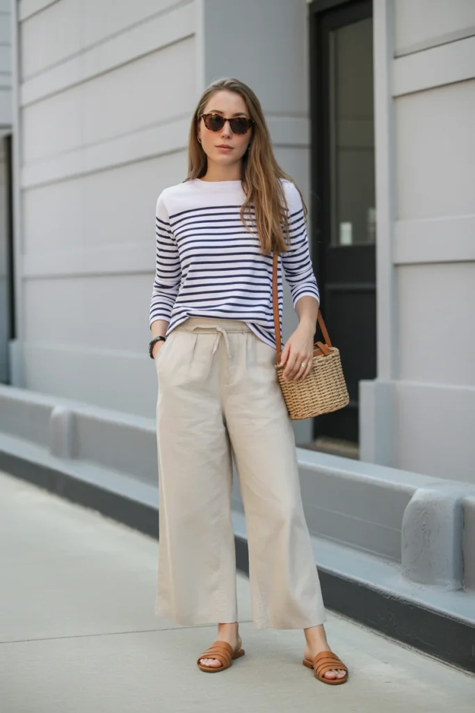 Linen Pants with Striped Top