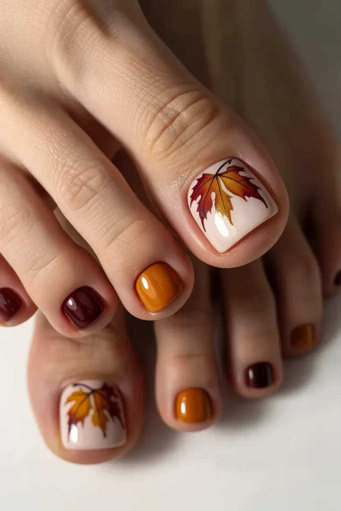 Maple Leaf Accent Nails