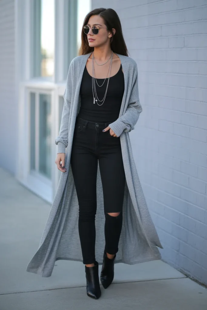 Maxi Cardigan With Fitted Basics