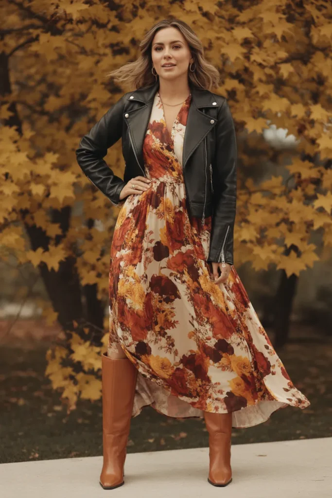 Maxi Dress with Knee-High Boots