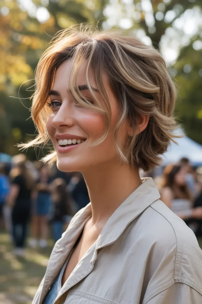 Messy Half-Up Style for Short Hair