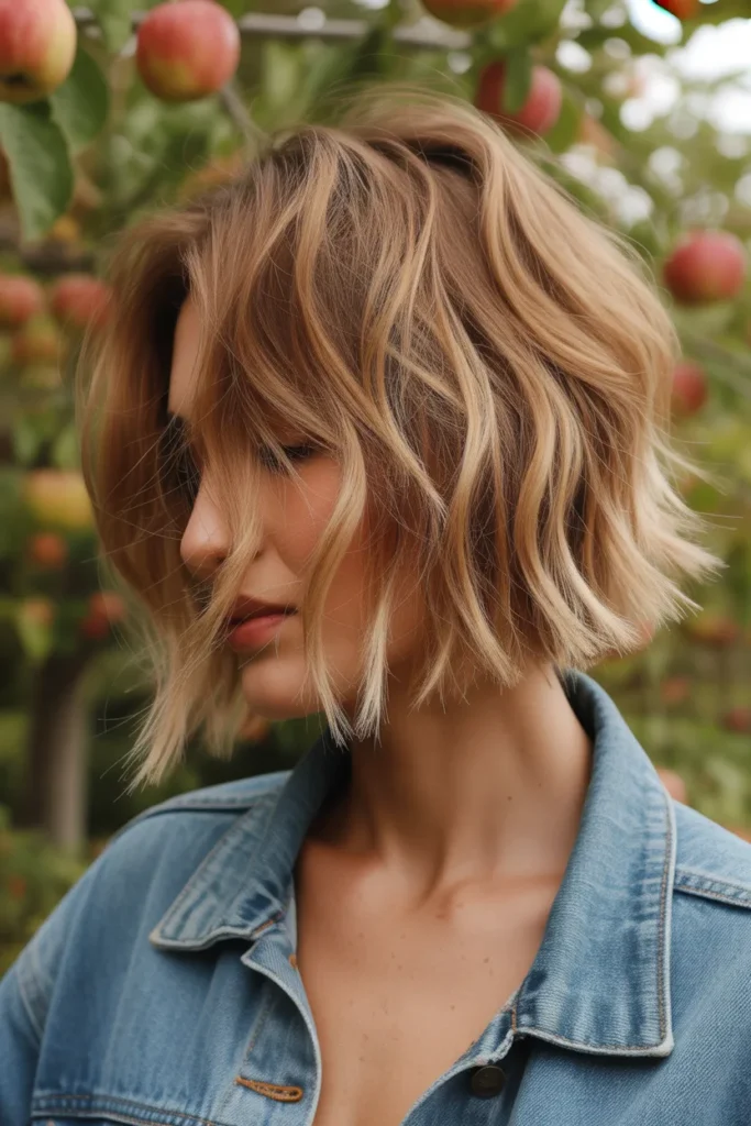 Messy Textured Bob with Highlights