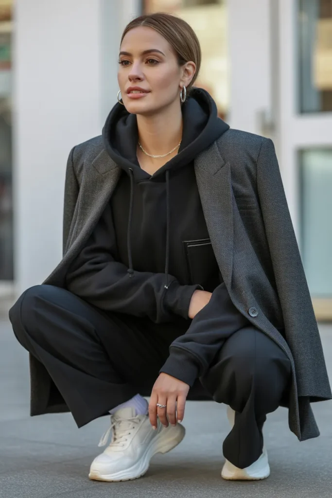 Oversized Blazer With Hoodie Underneath