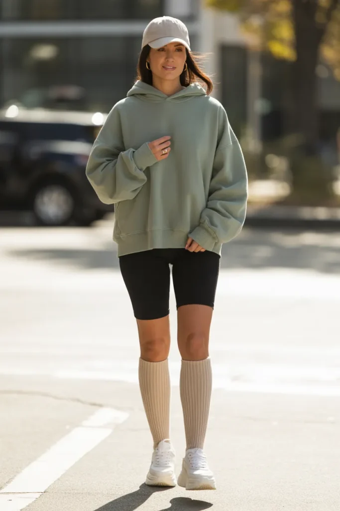Oversized Hoodie with Biker Shorts