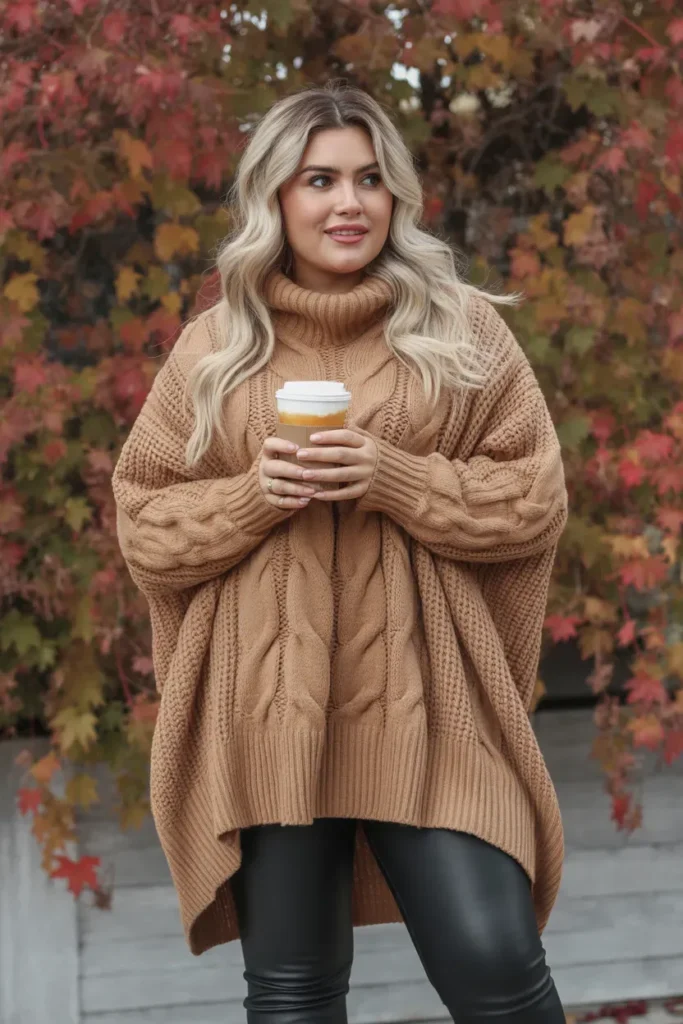 Oversized Sweater with Leather Leggings